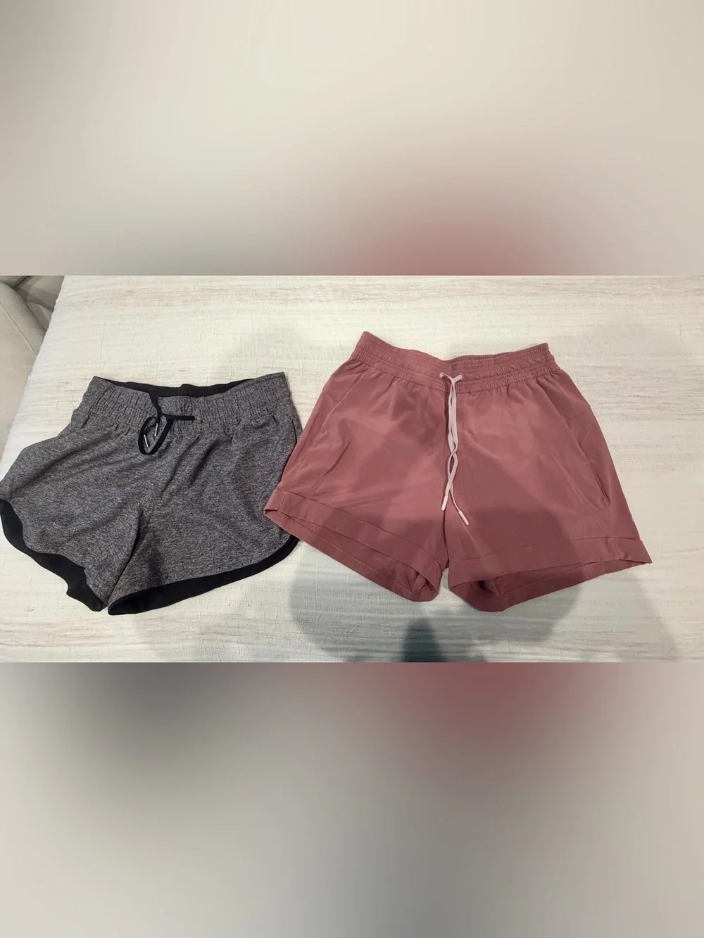lululemon athletica Women’s Running Shorts — Dusty Rose & Heather Gray